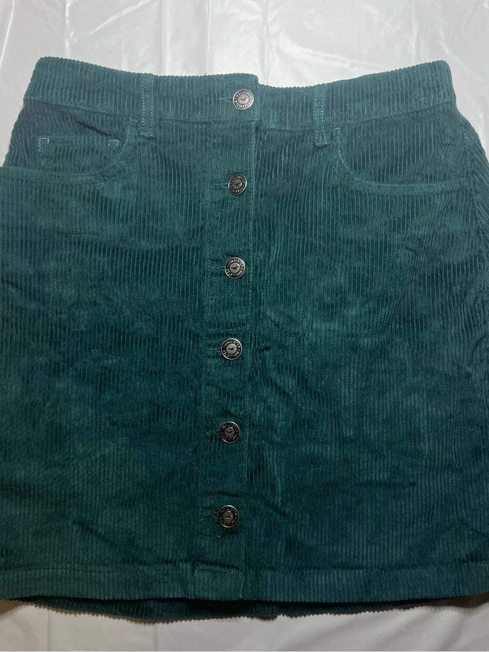 Hollister Teal Corduroy Button-Front Mini Skirt